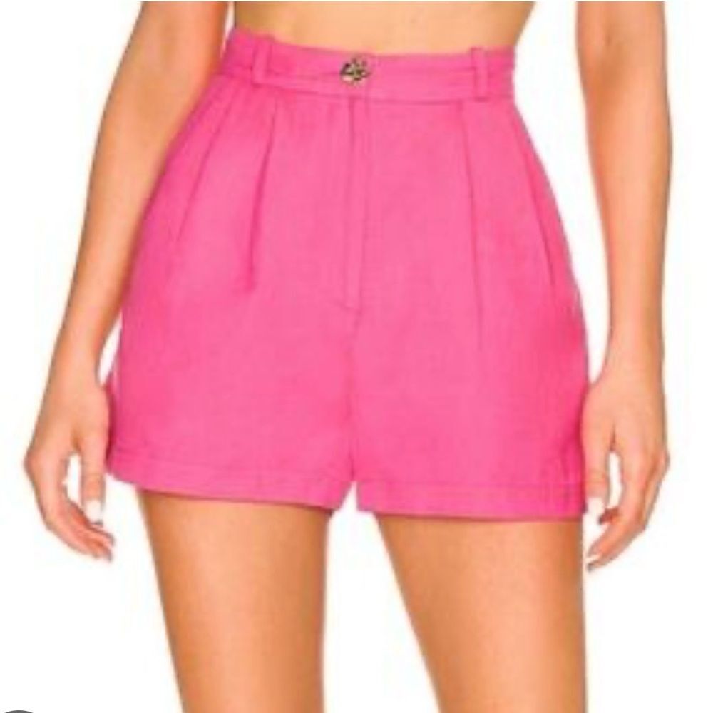 Amanda Uprichard Fuchsia Reeves linen blend Shorts